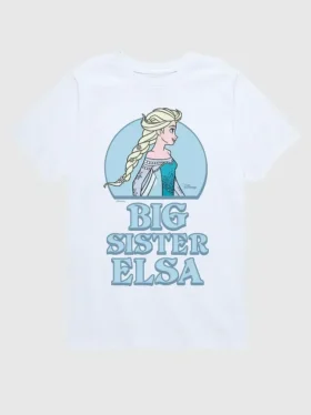 Koszulka z nadrukiem „Big Sister Elsa” z filmu „Kraina lodu” dla maluchów z krótkim rękawem w szortach