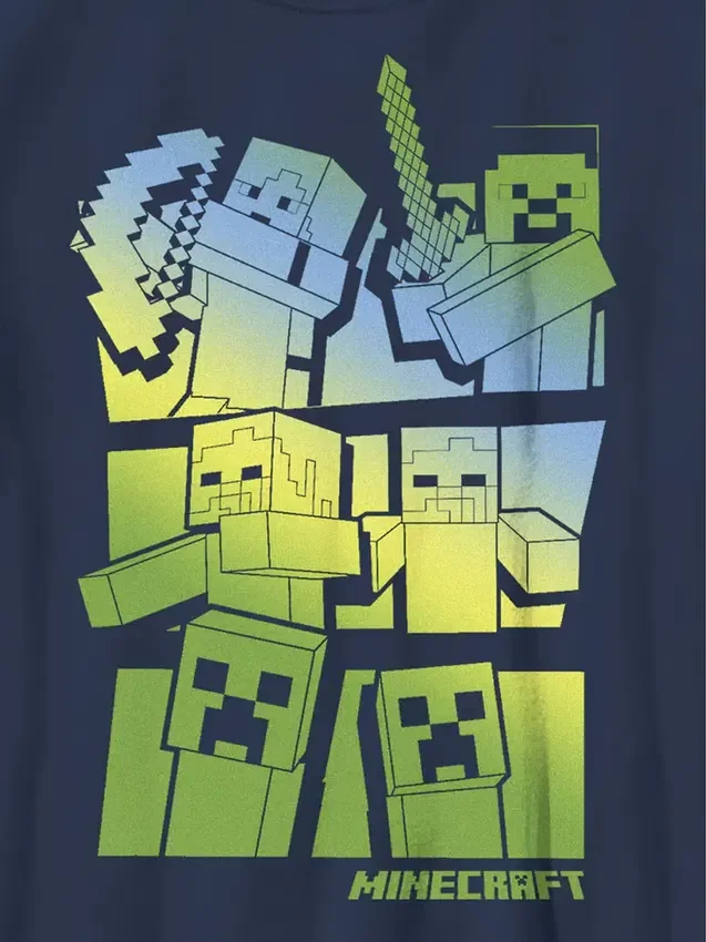 Koszulka z nadrukiem dla dzieci „Minecraft: Steve i Alex kontra moby”