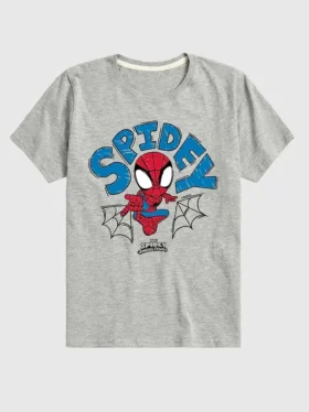Koszulka z nadrukiem dla malucha z motywem Marvel Spidey Doodle w szortach z krótkim rękawem