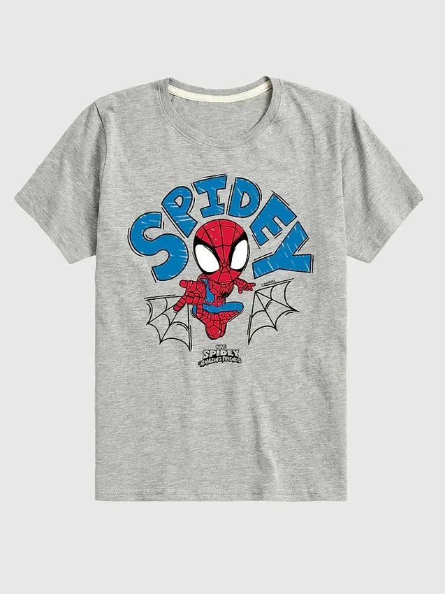 Koszulka z nadrukiem dla malucha z motywem Marvel Spidey Doodle w szortach z krótkim rękawem