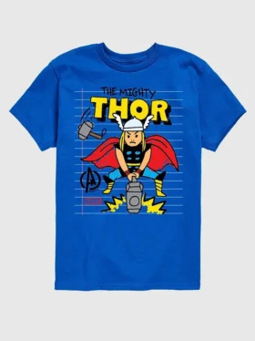 Koszulka z nadrukiem dla malucha z motywem „Marvel Thor Doodle” w wersji z szortami z krótkim rękawem