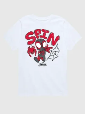 Koszulka z nadrukiem dla maluchów Marvel „Spin Doodle” w szortach z krótkim rękawem