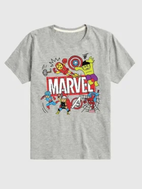 Koszulka z nadrukiem „Marvel Avengers Doodle” w wersji z krótkim rękawem dla maluchów w szortach