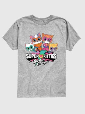 Koszulka z nadrukiem „Super Kitties” w szortach dla małych dzieci
