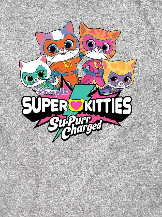 Koszulka z nadrukiem „Super Kitties” w szortach dla małych dzieci