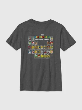 Koszulka z nadrukiem „Tabela okresowa Nintendo” dla dzieci