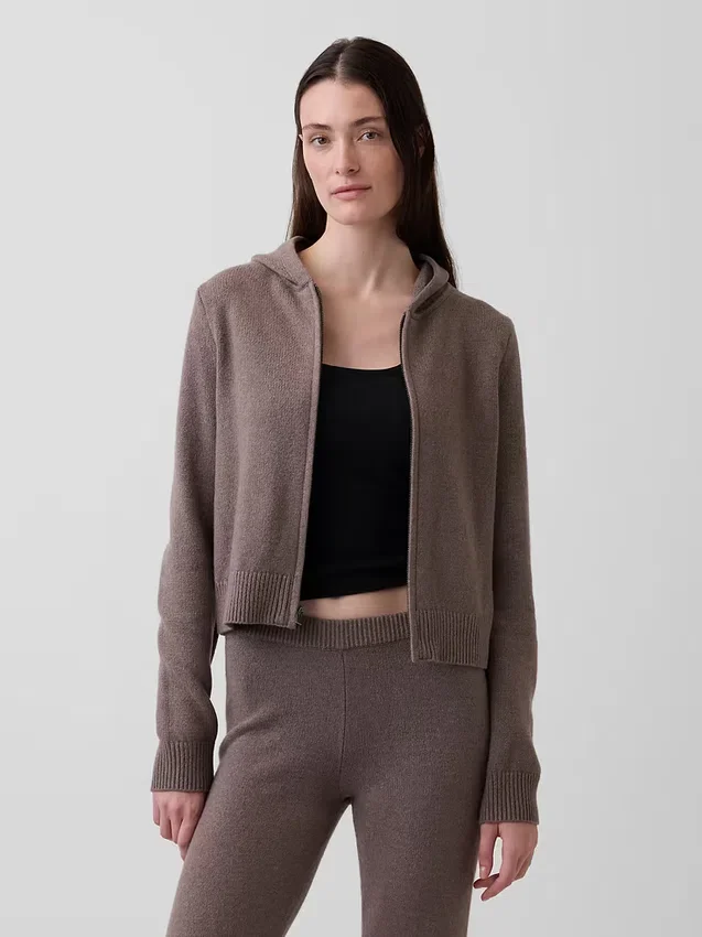 Krótka bluza z kapturem i zamkiem „CashSoft”