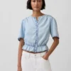 Krótka bluzka z peplum z dżinsu