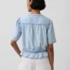 Krótka bluzka z peplum z dżinsu