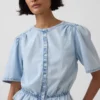 Krótka bluzka z peplum z dżinsu
