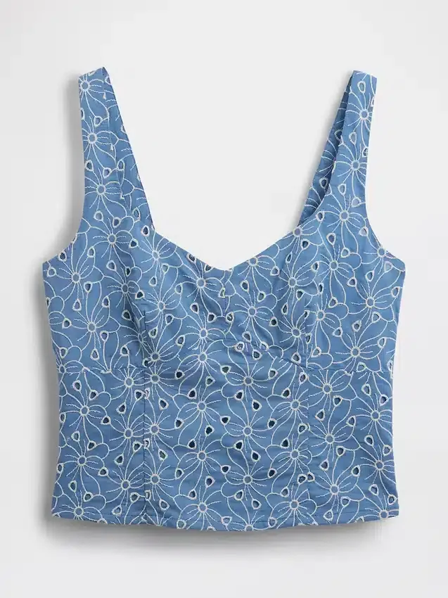 Krótki top typu bustier z ażurowymi wstawkami