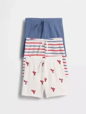 Krótkie szorty typu „pull-on” z paskami w prążki „Tinyrib” z serii „Baby First Favorites” (zestaw 3 szt.)
