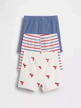 Krótkie szorty typu „pull-on” z paskami w prążki „Tinyrib” z serii „Baby First Favorites” (zestaw 3 szt.)