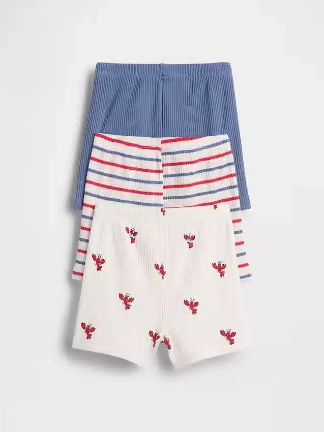 Krótkie szorty typu „pull-on” z paskami w prążki „Tinyrib” z serii „Baby First Favorites” (zestaw 3 szt.)