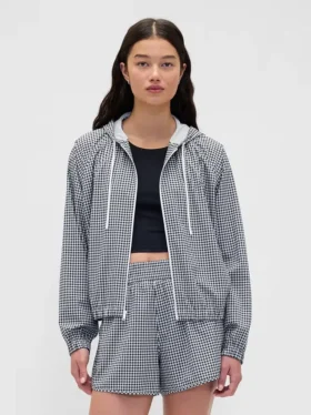 Kurtka wiatrówka GapFit Tech Gingham