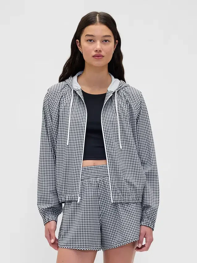 Kurtka wiatrówka GapFit Tech Gingham