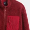 Kurtka z zamkiem błyskawicznym z recyklingowanego materiału sherpa i oversize'owym logo