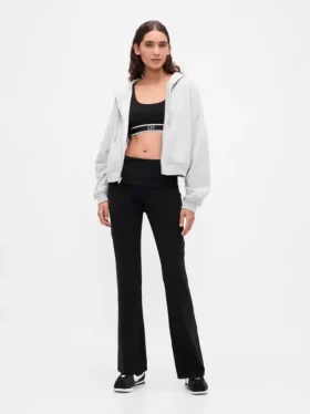 Legginsy GapFit Smooth z podwiniętym paskiem i lekko rozszerzanymi nogawkami