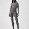 Legginsy GapFit Smooth z wysokim stanem z dzianiny dżersejowej