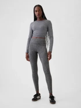Legginsy GapFit Smooth z wysokim stanem z dzianiny dżersejowej