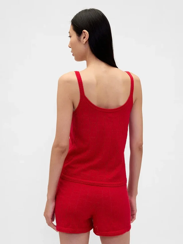 Lekki top piżamowy bez rękawów z dzianiny CashSoft z motywem serc w stylu pointelle