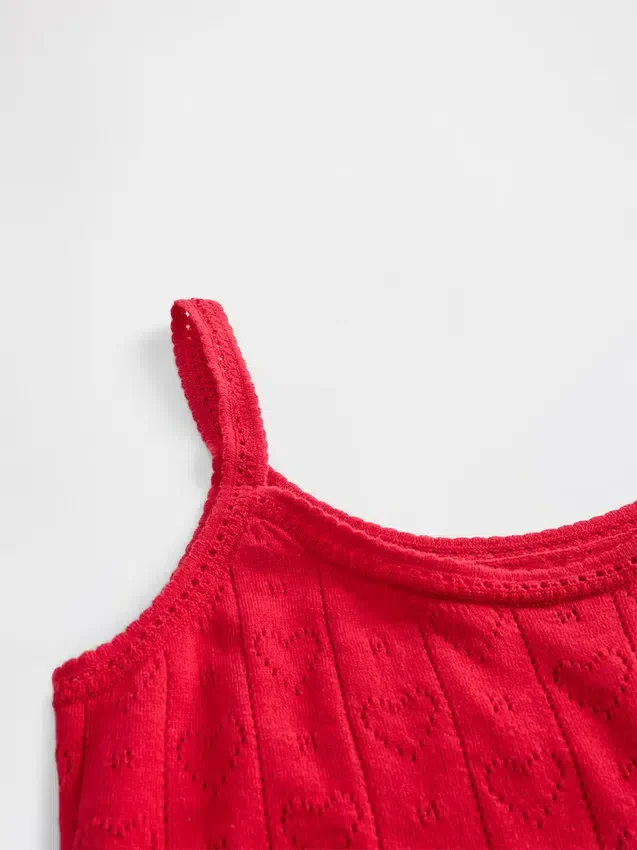 Lekki top piżamowy bez rękawów z dzianiny CashSoft z motywem serc w stylu pointelle