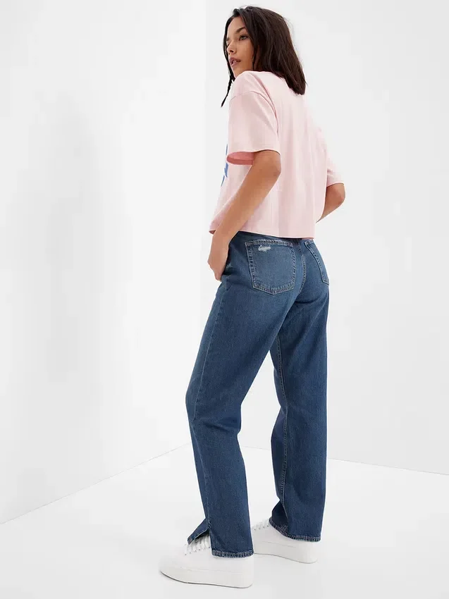 Luźne jeansy w stylu lat 90. dla nastolatków