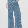 Luźne jeansy z paskami w kolorze khaki, o średnim stanie i z ultramiękkiego denimu