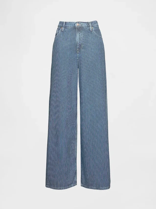 Luźne jeansy z paskami w kolorze khaki, o średnim stanie i z ultramiękkiego denimu