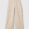 Luźne spodnie cargo w kolorze khaki z średnim stanem