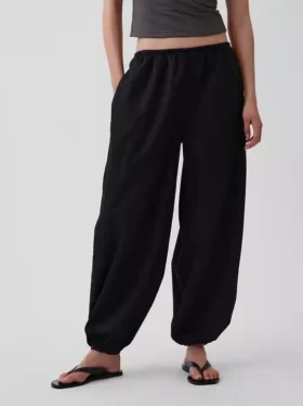 Luźne spodnie dresowe z popeliny z bawełny organicznej