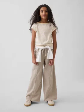 Luźne spodnie dziecięce z tkaniny twillowej