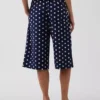 Luźne spodnie typu culotte z mieszanki lnu
