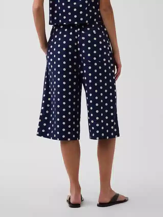 Luźne spodnie typu culotte z mieszanki lnu