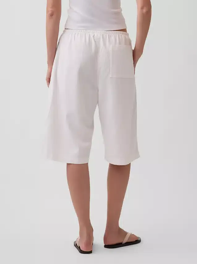 Luźne spodnie typu culotte z mieszanki lnu
