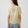 Luźny T-shirt z dekoltem w serek z mieszanki lnu