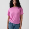 Luźny T-shirt z mieszanki lnu