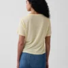 Luźny T-shirt z mieszanki lnu