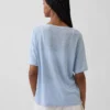 Luźny T-shirt z mieszanki lnu
