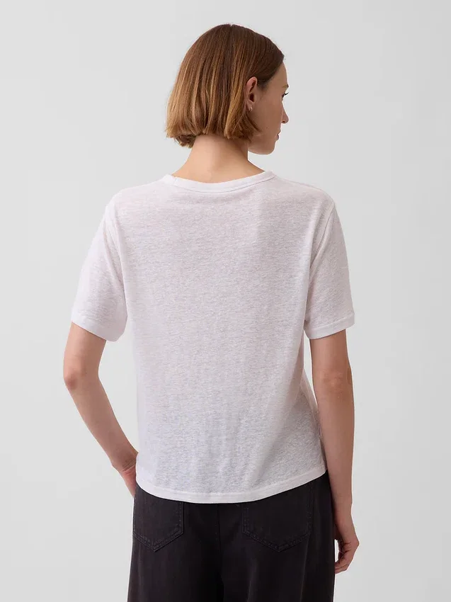 Luźny T-shirt z mieszanki lnu