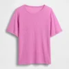 Luźny T-shirt z mieszanki lnu