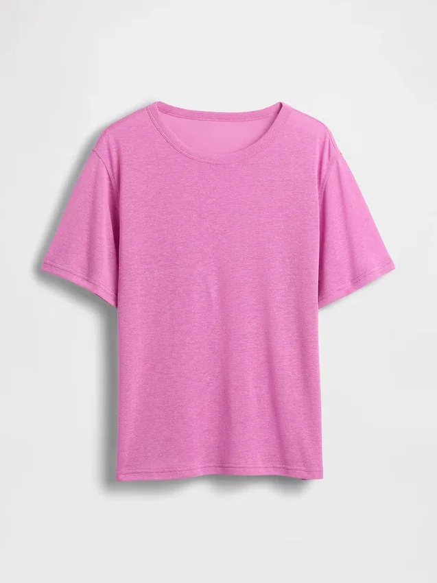 Luźny T-shirt z mieszanki lnu