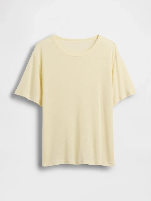 Luźny T-shirt z mieszanki lnu