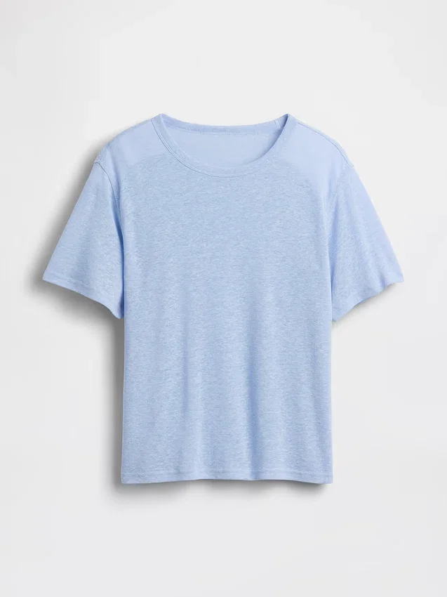 Luźny T-shirt z mieszanki lnu