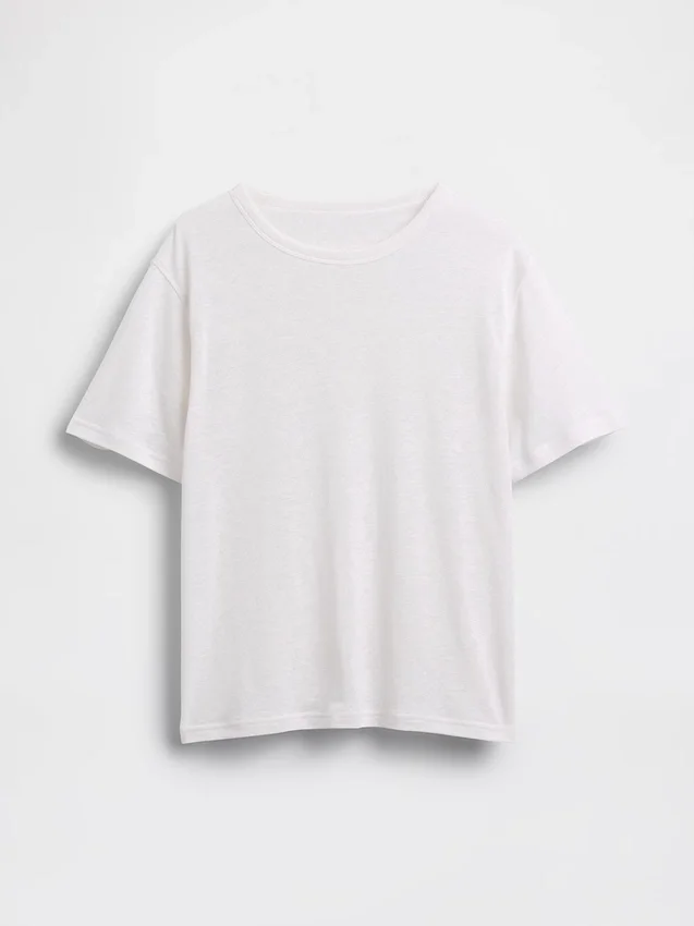 Luźny T-shirt z mieszanki lnu