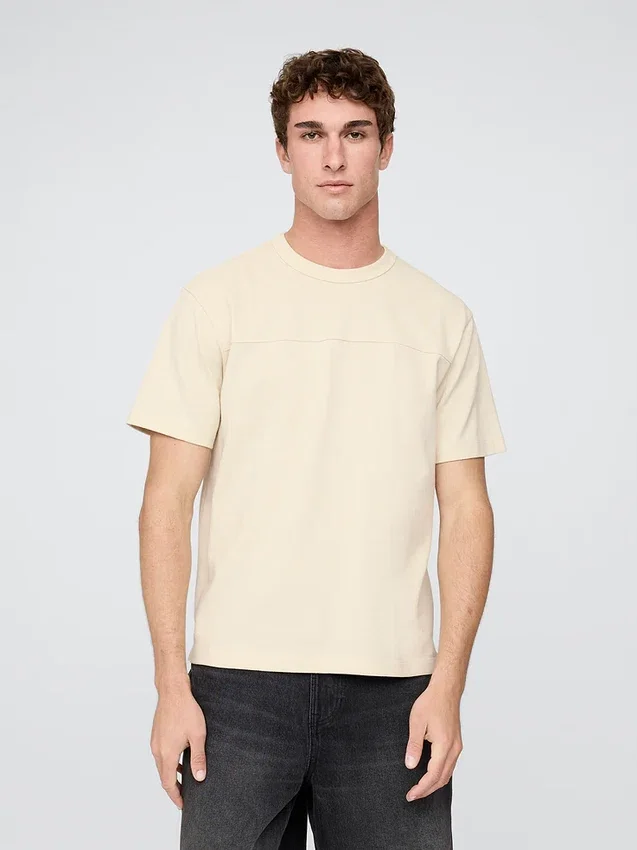 Luźny T-shirt z pikowanej bawełny