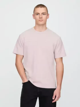 Luźny T-shirt z pikowanej bawełny
