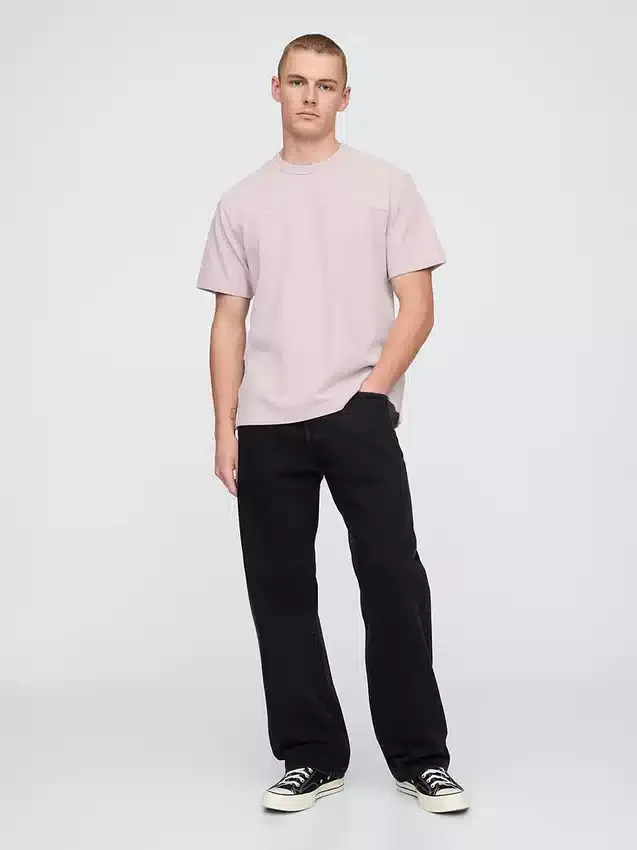Luźny T-shirt z pikowanej bawełny