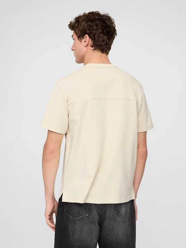 Luźny T-shirt z pikowanej bawełny