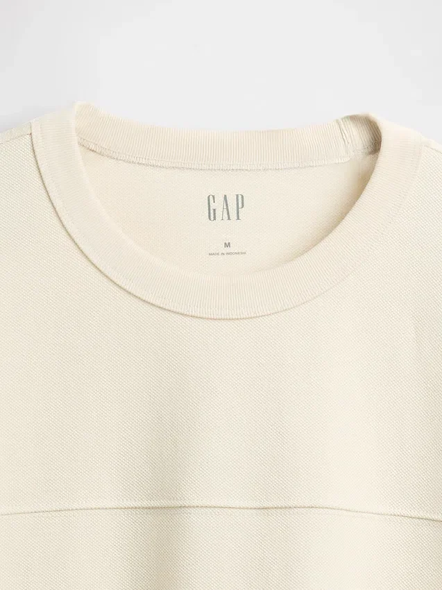 Luźny T-shirt z pikowanej bawełny